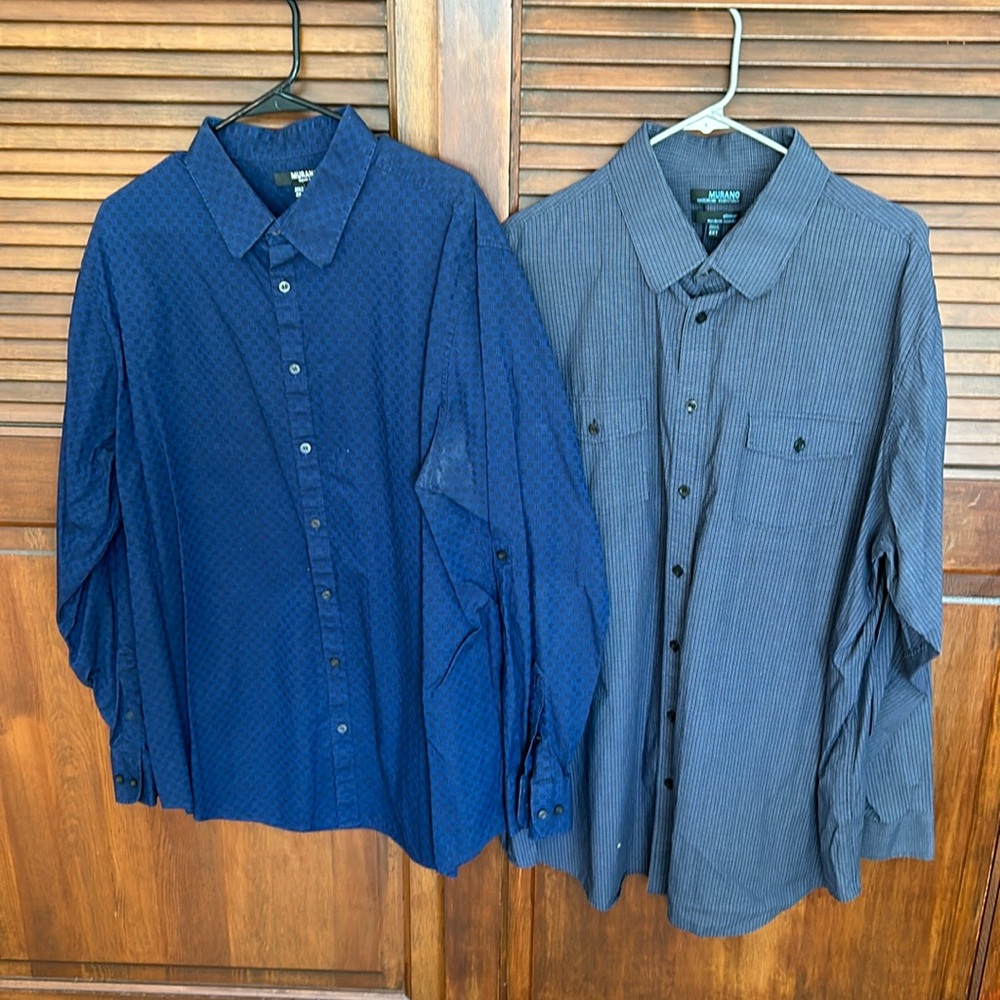 2 for 1 Murano dress shirt button ups. Long sleeve darn blue beautiful prints.